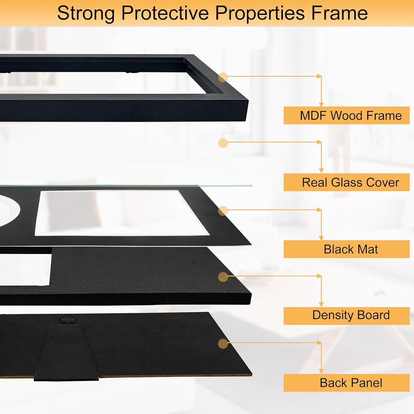 CD Display Frame – 14.4"×7.9" Black Music Disc Frame with Glass