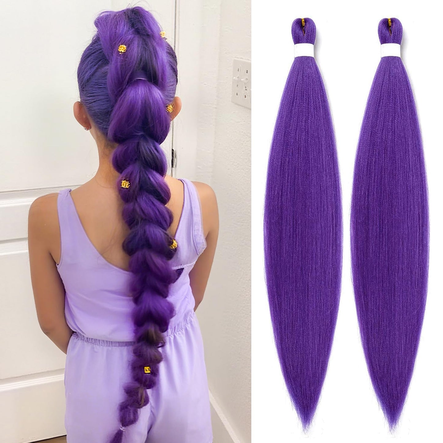 Purple Pre-Stretched Braiding Hair – Synthetic Braiding Extensions for Party, Stage