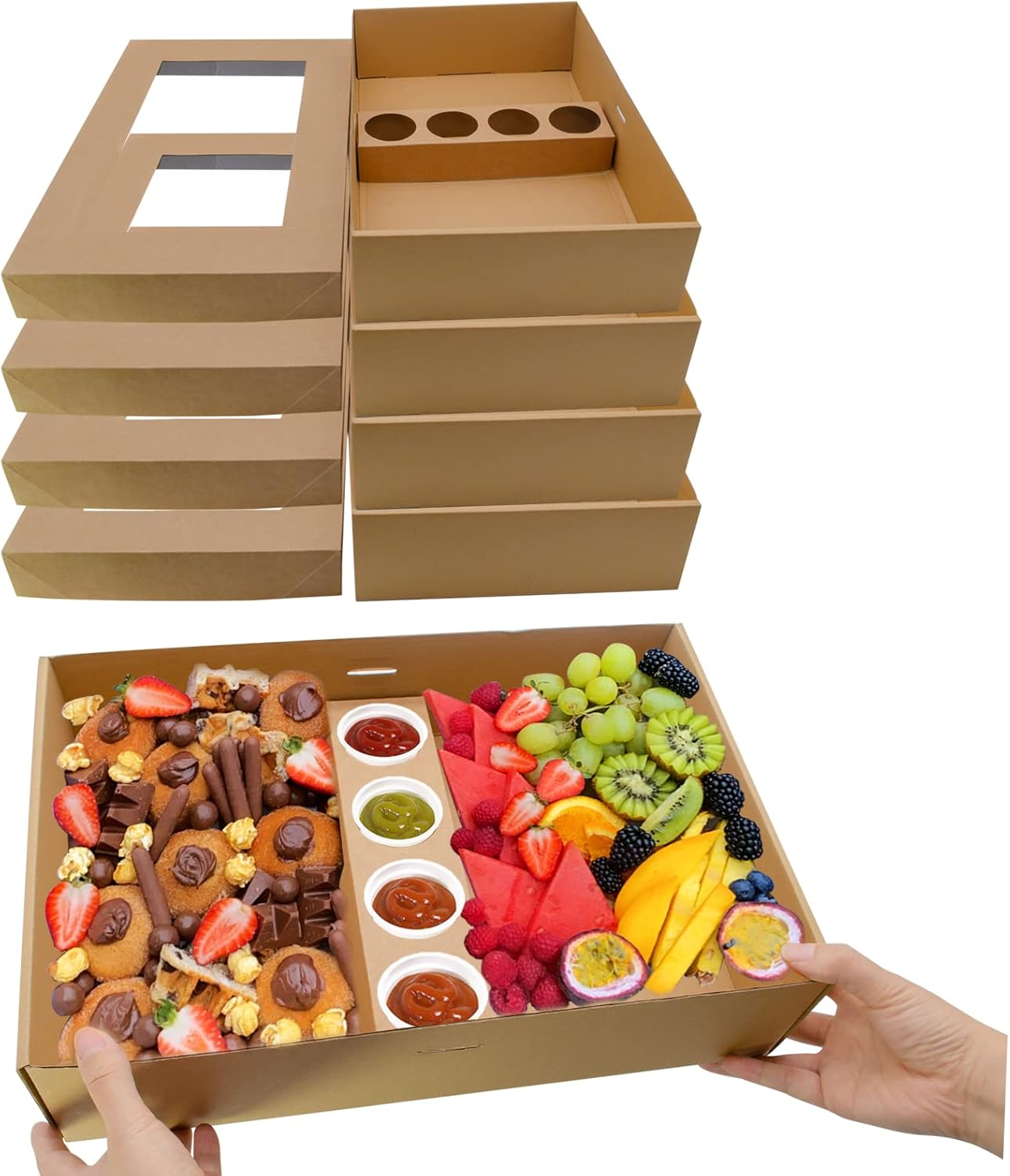 10-Pack Kraft Paper Pastry Boxes with Lids Leak-Proof, Microwave Safe, Stackable