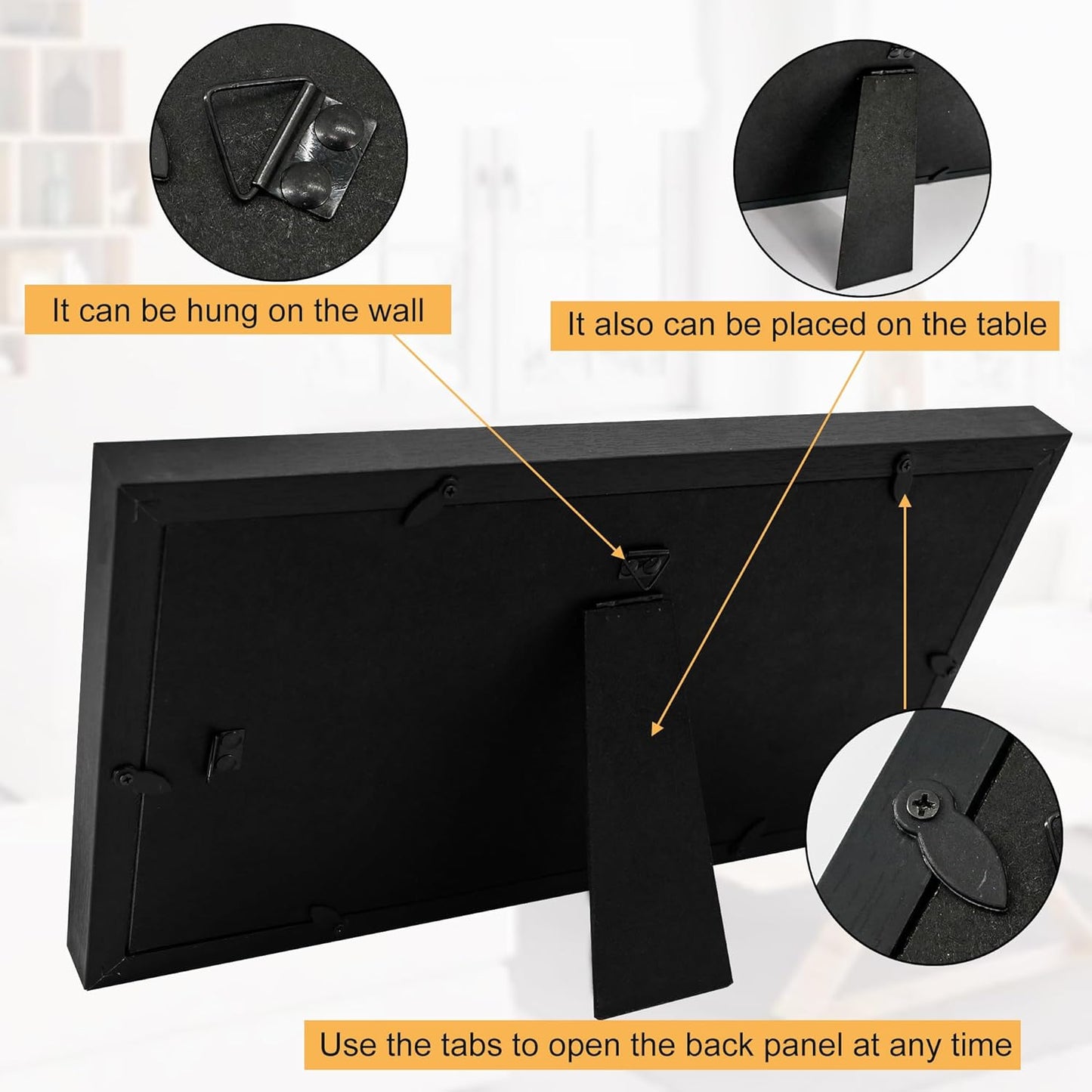 CD Display Frame – 14.4"×7.9" Black Music Disc Frame with Glass