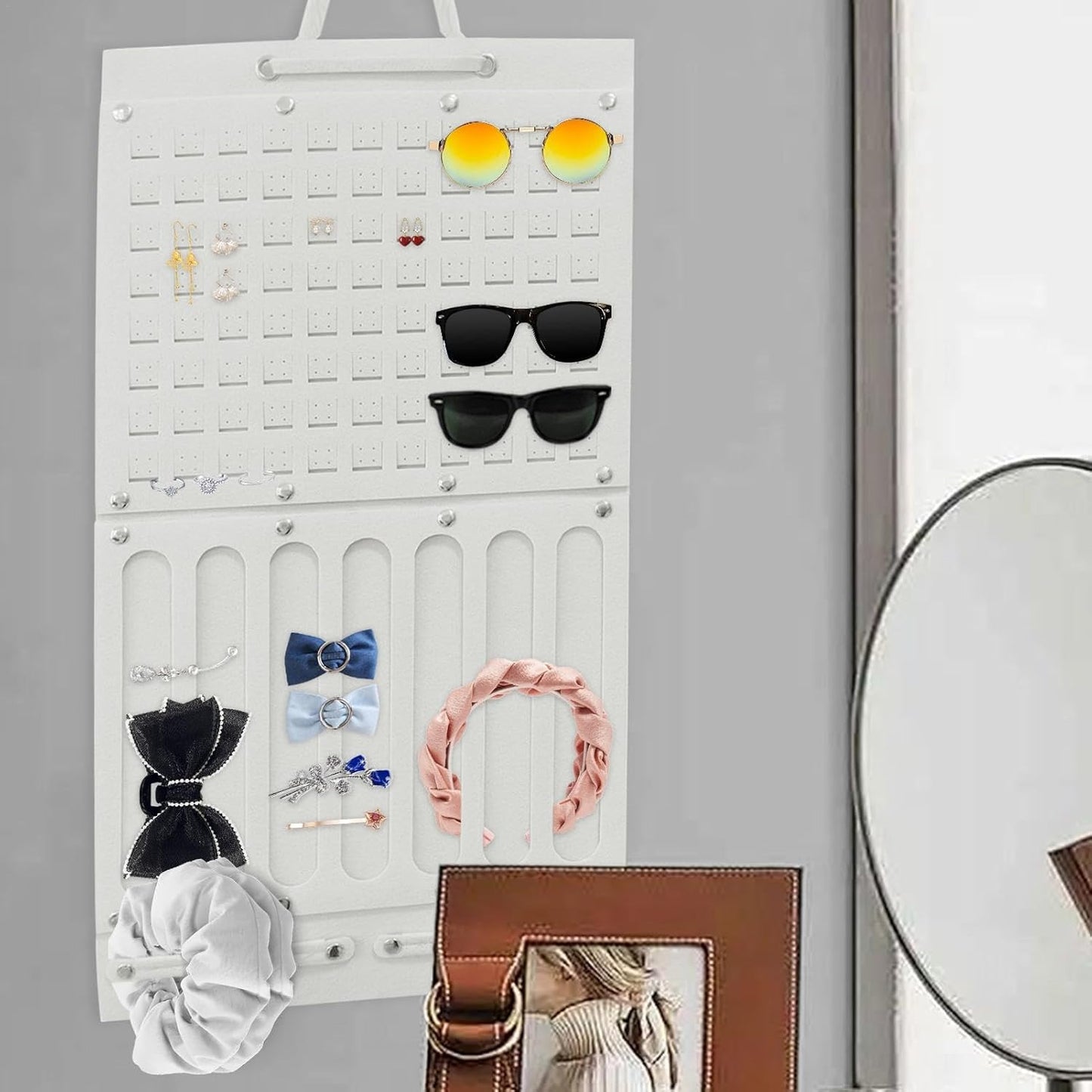 Girls’ Hair Accessories Organizer – Wall-Mounted Felt Storage Box for Headbands