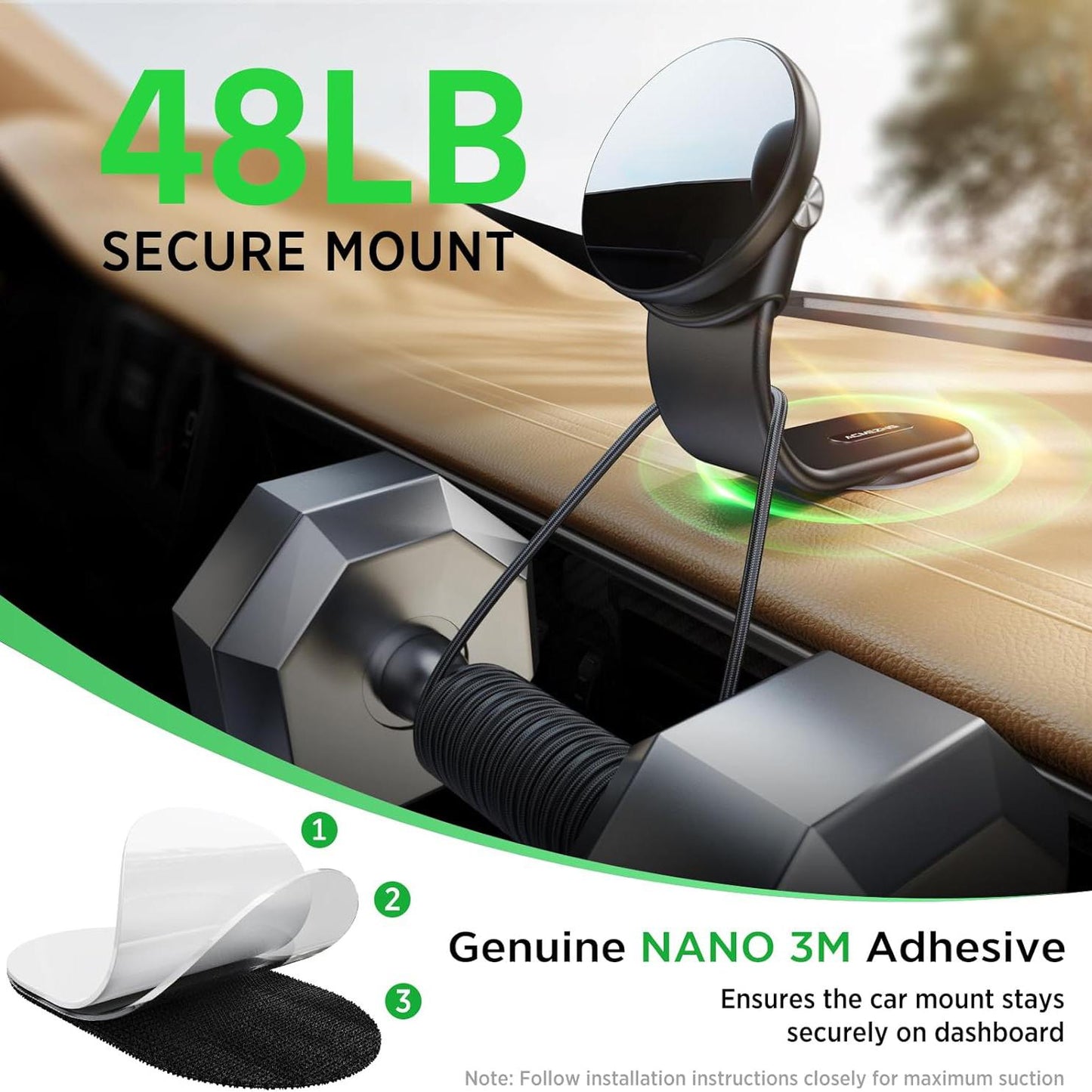 15W MagSafe Car Charger Mount – 360° Adjustable Aluminum Alloy Arm