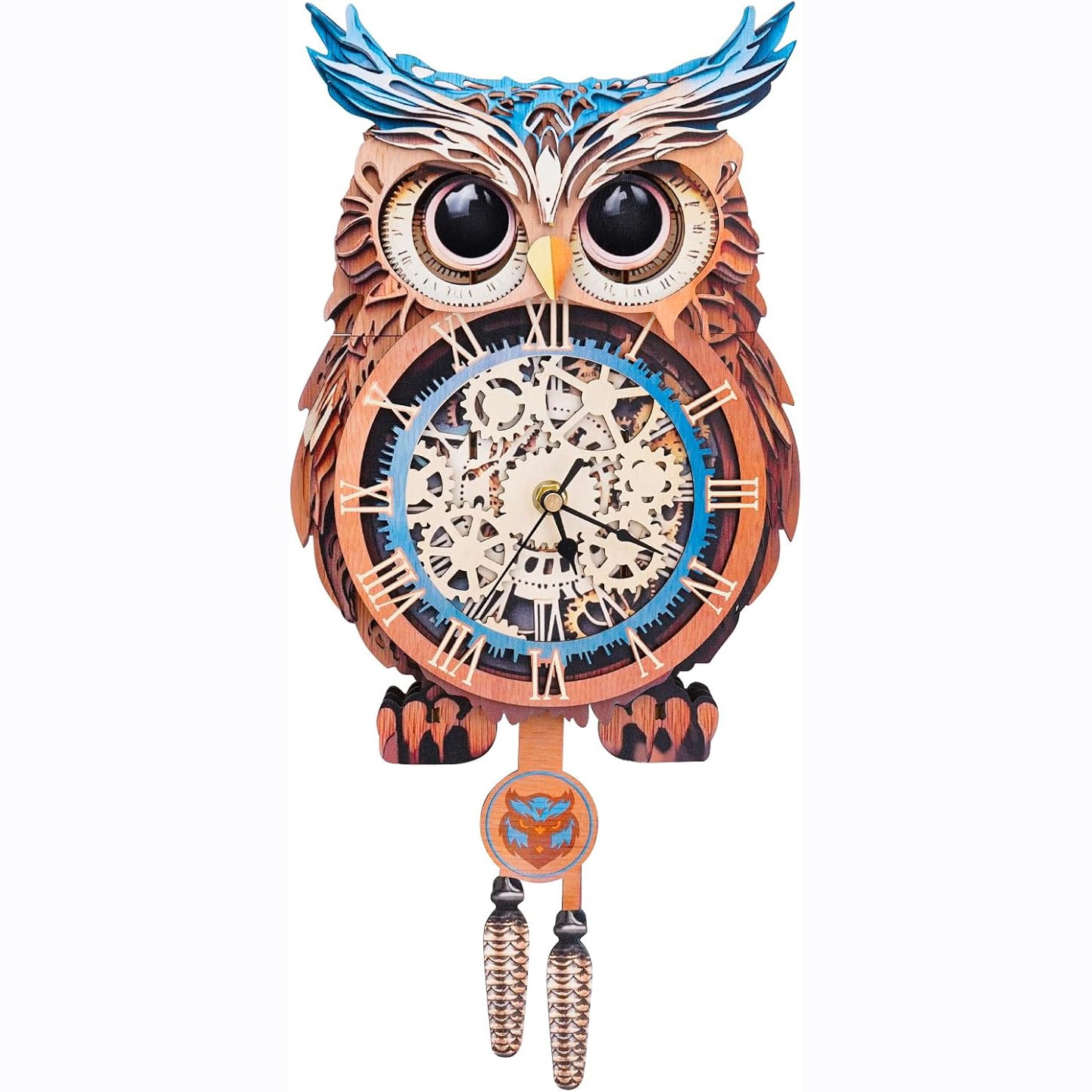3D Wooden Puzzle Mechanical Owl Clock – Creative DIY Model Kit, Clock Puzzle