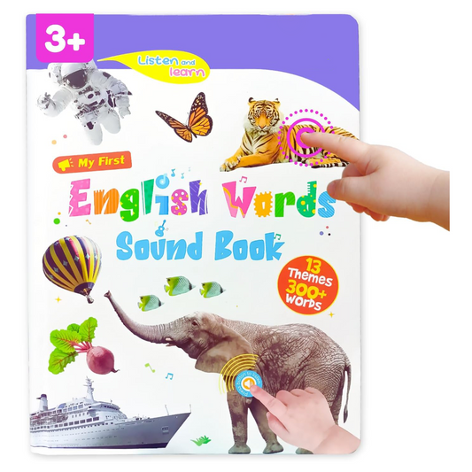 English Learning Talking Book – 300+ Words, 13 Themes, Interactive Audio for Kids