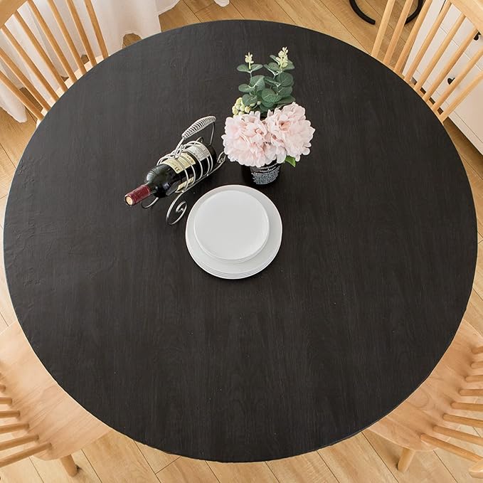 Round Vinyl Tablecloth with Flannel Backing – Elastic Edge | Waterproof & Stain Resistant