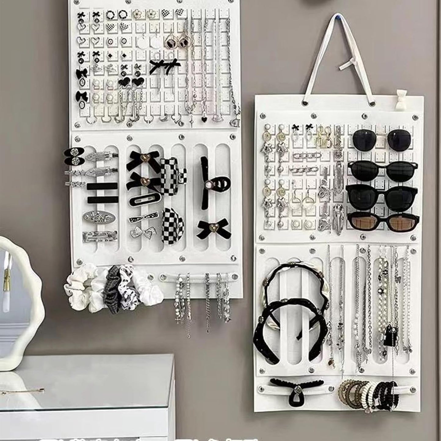 Girls’ Hair Accessories Organizer – Wall-Mounted Felt Storage Box for Headbands