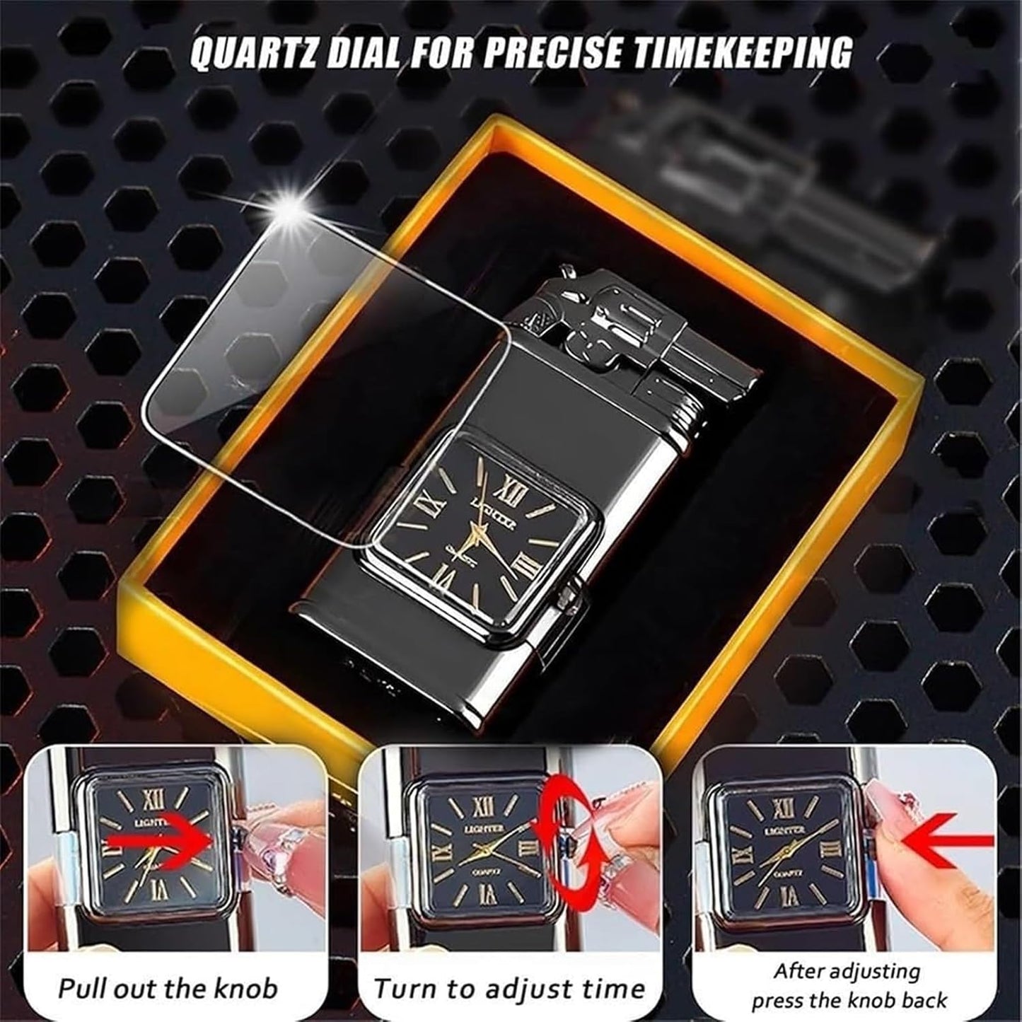 2024 Windproof Dual Flame Torch Lighter – Vintage Refillable Butane Lighter with Time Dial