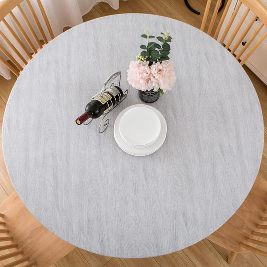 Round Vinyl Tablecloth with Flannel Backing – Elastic Edge | Waterproof & Stain Resistant