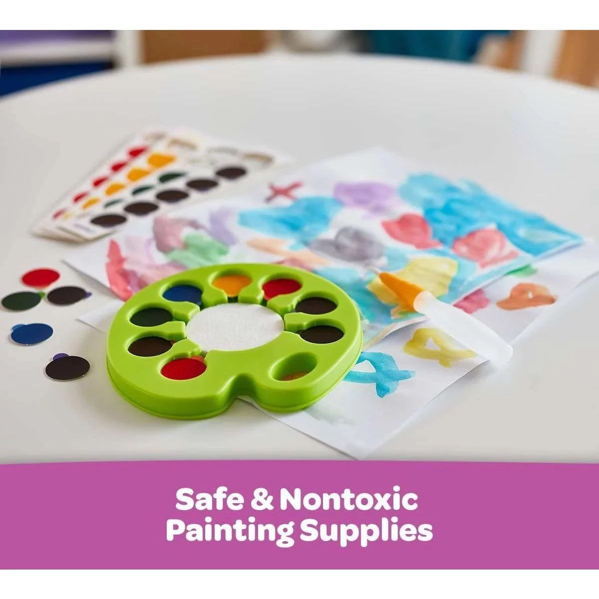 Washable Watercolor Palette Paint Set – 96 Disposable Paint Chips with Refillable Water Brush