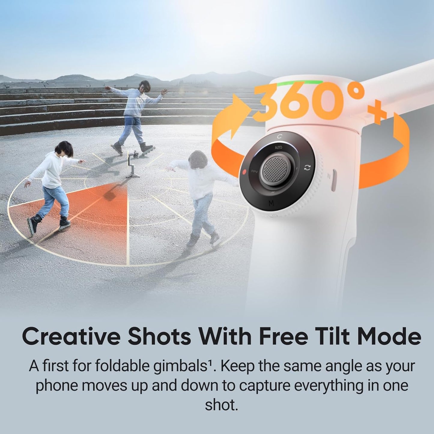 Flow 2 Pro Grey – Foldable AI Phone Gimbal with Apple DockKit, Multi-Person & 360° Pan Tracking