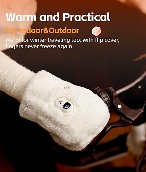 Cute Electric Heated Gloves – 3000mAh Battery, Wearable Hand Warmers for Women