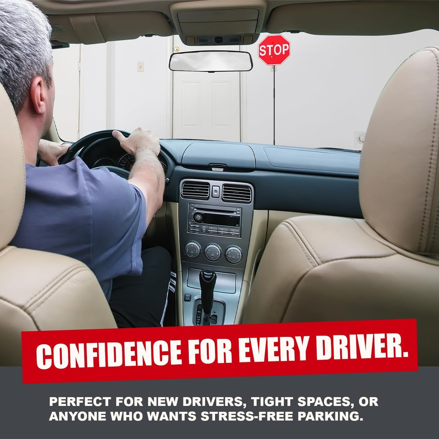 Garage Parking Aid with LED Stop Sign – Adjustable Height Car Stopper & Assist Indicator