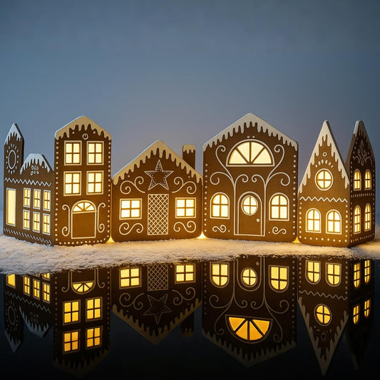 DIY Gingerbread House Cardboard Kit – 6.6 ft Christmas Craft Set with LED Lights