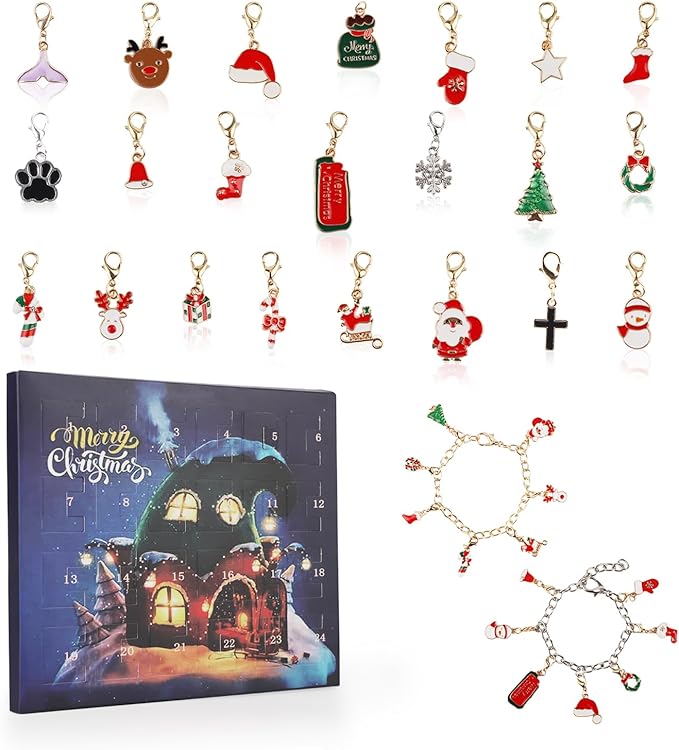 Christmas Charm Bracelet Advent Calendar – 24-Day DIY Surprise Jewelry Gift Box