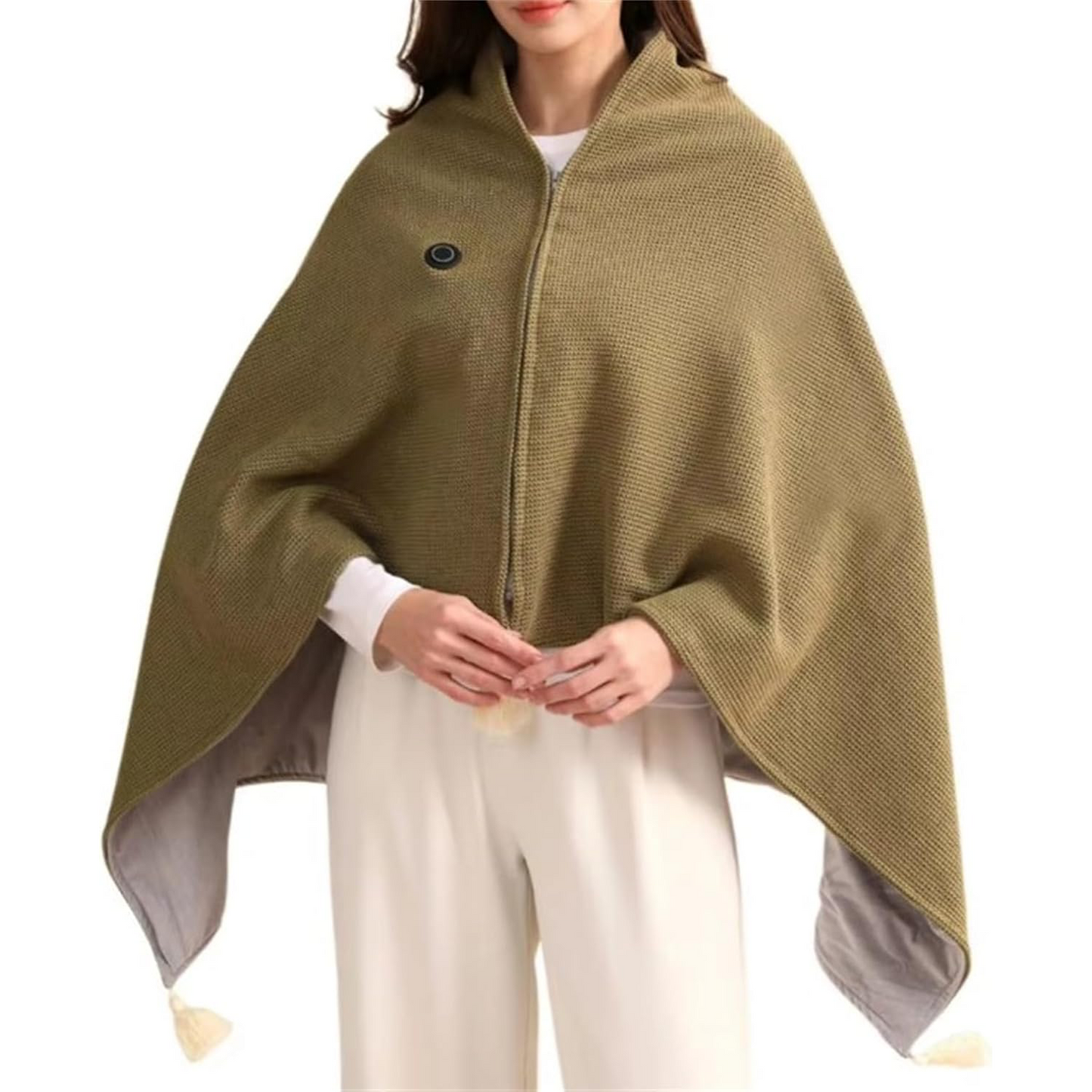 Portable Heated Shawl Blanket – Soft Zippered USB Electric Throw with 3 Heat Settings