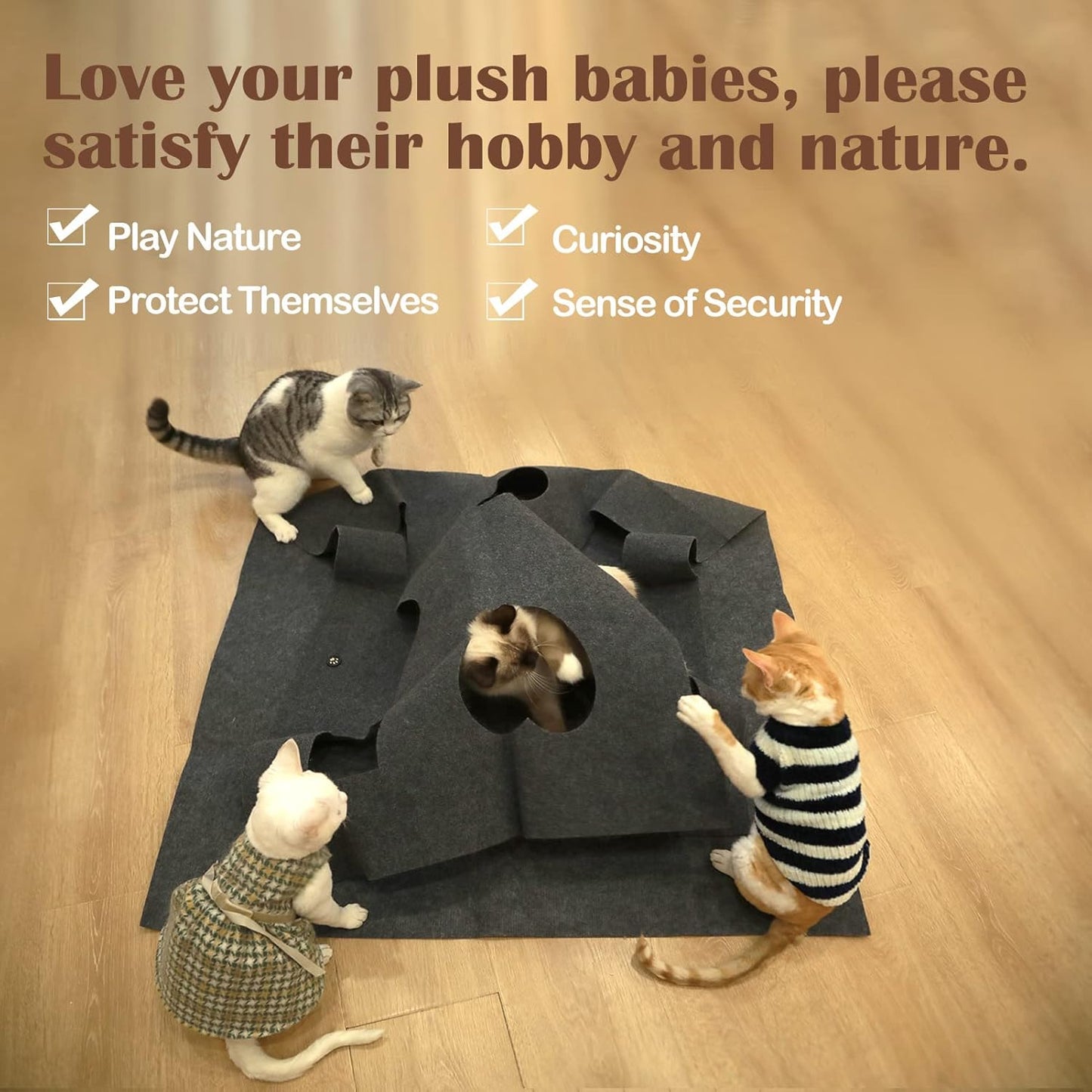 Durable Activity Cat Mat – Foldable Space-Saving Interactive Scratching Play Rug for Cats