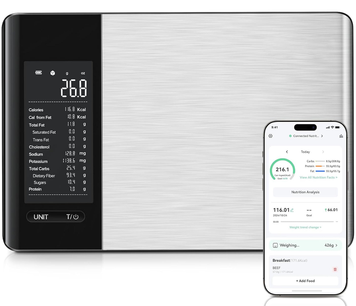 Smart Digital Kitchen Food Scale with Nutrition Calculator