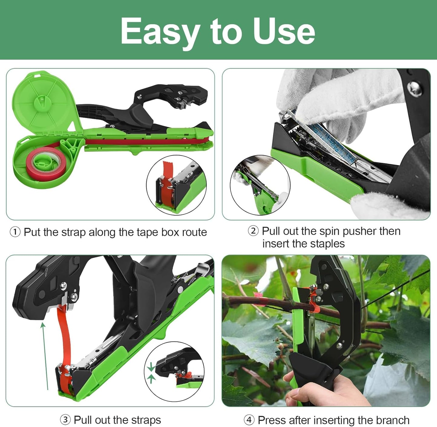 Upgraded Plant Tying Tape Gun – Fast Binding Tool for Vines, Tomatoes & Grapes