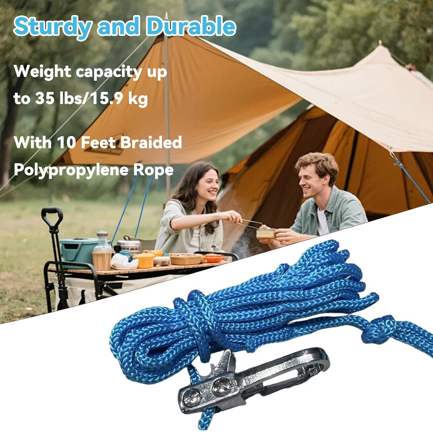 Rope Tensioner with Brass Roller & Stainless Steel Spring – Easy Paracord Adjuster for Outdoor Use