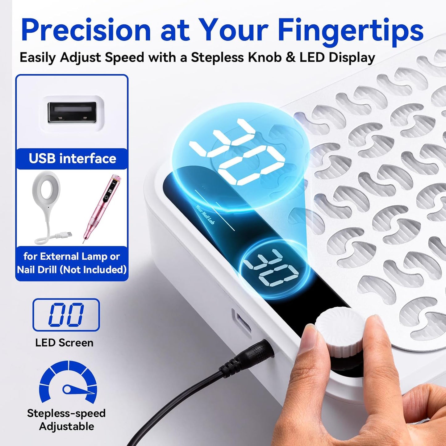 Nail Dust Collector – Professional High Suction Nail Vacuum with LED Display