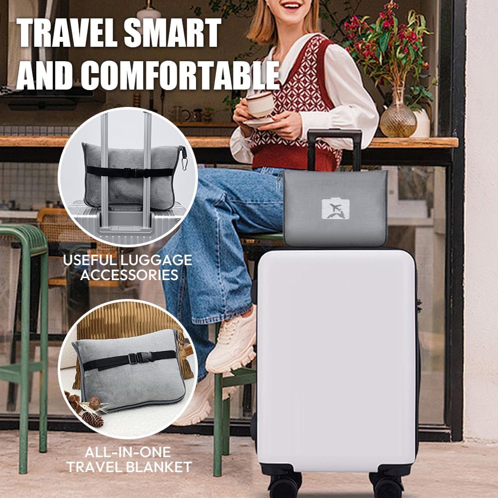 Travel Blanket and Pillow – Soft 2-in-1 Airplane Blanket with Carrying Case