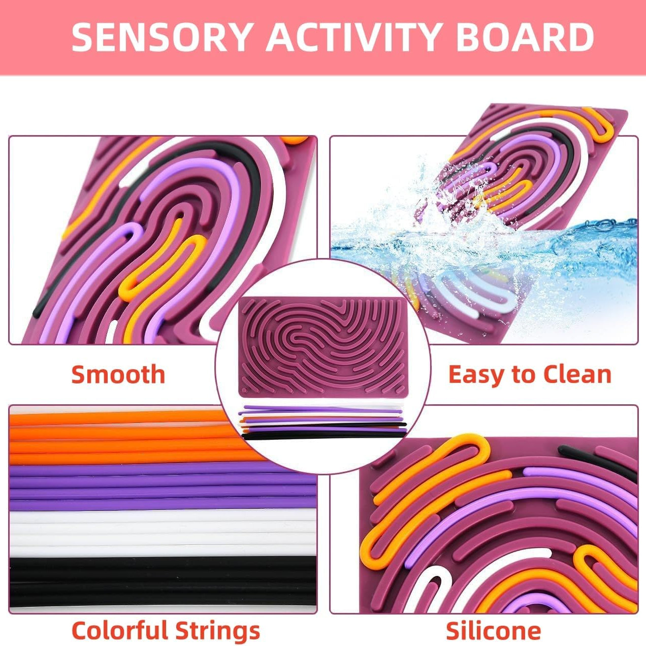 Sensory Activity Board – Silicone Fidget Toy for Calming, Stress Relief & Focus