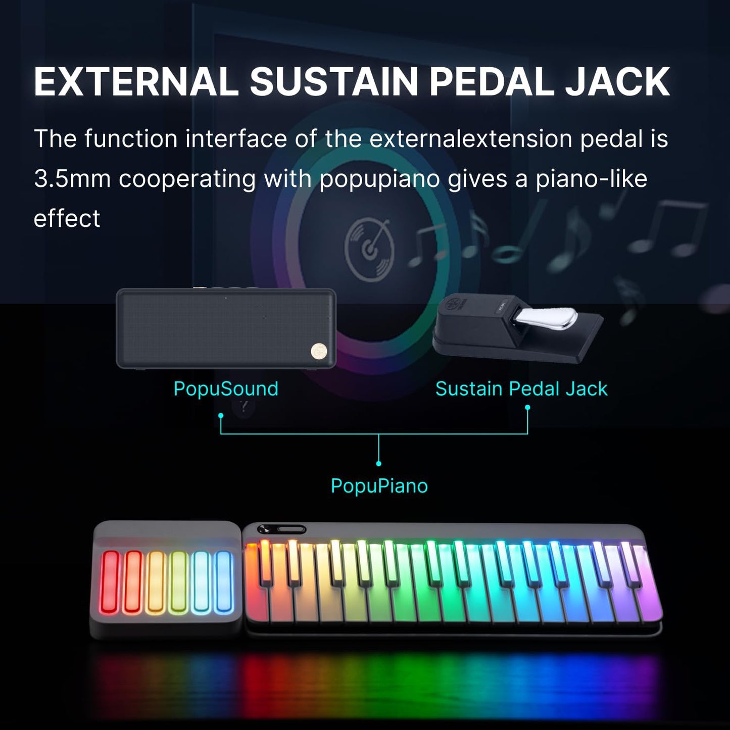 Portable Learning Digital Piano with Rainbow LED Keys | 256 Tones | 100+ Auto Chords