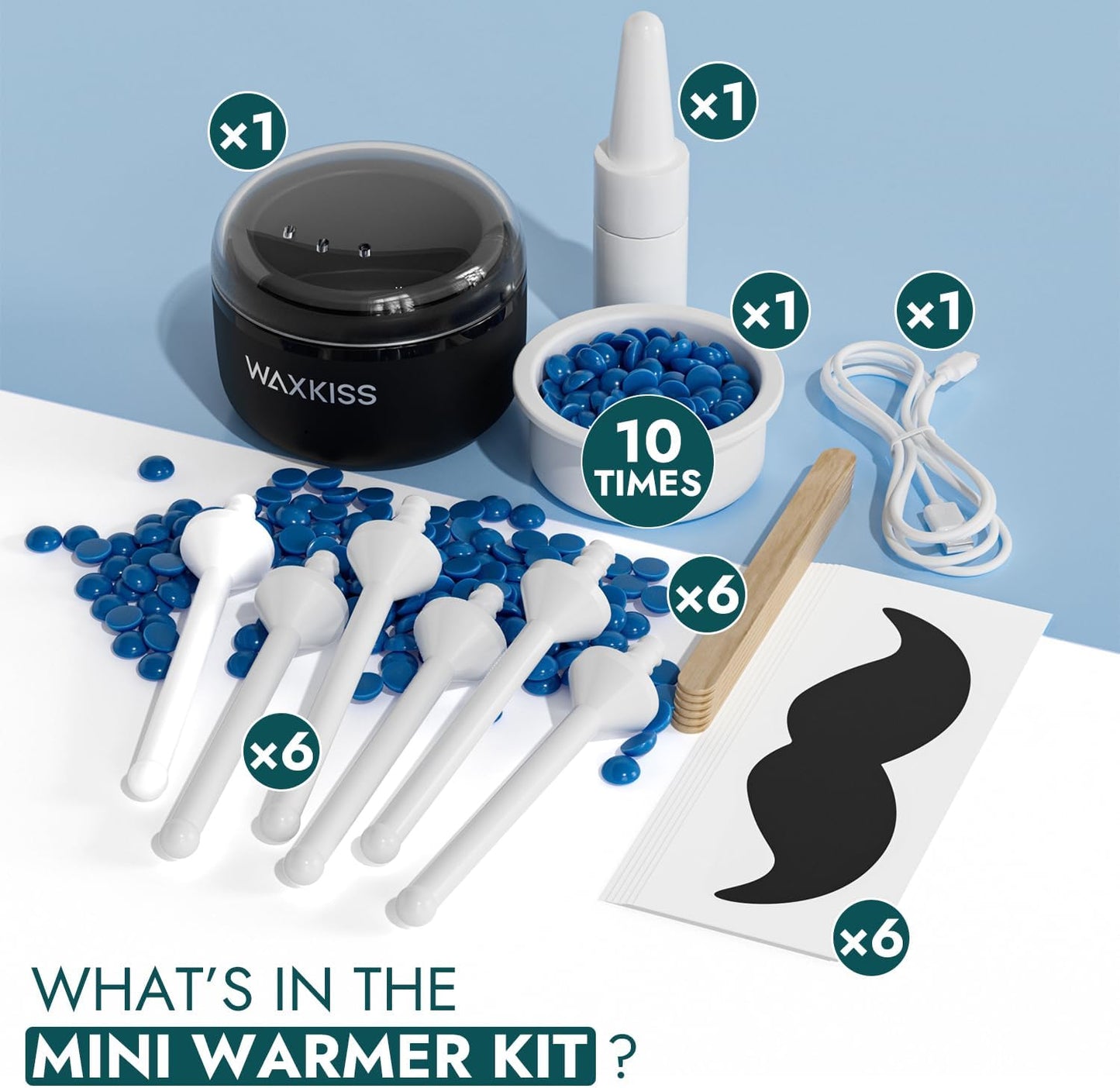 Mini Facial Hair Wax Heater Kit – 10 Wax Beads & Portable Hair Removal Set