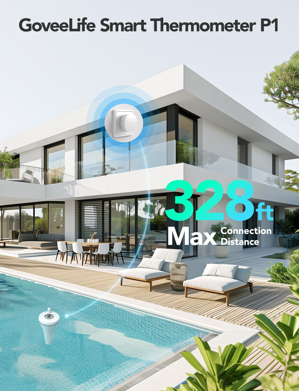 Smart Pool Thermometer with Wi-Fi Gateway | Digital Wireless Water Temperature Monitor