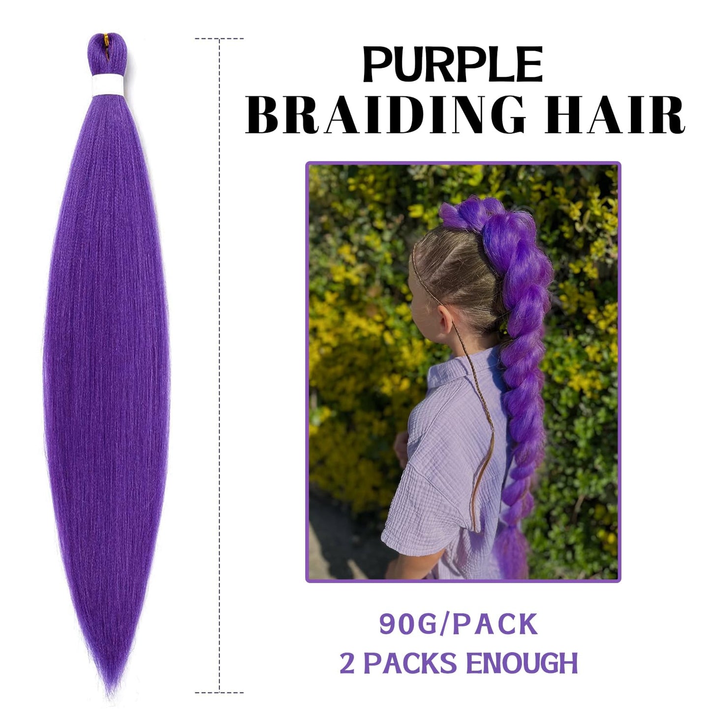 Purple Pre-Stretched Braiding Hair – Synthetic Braiding Extensions for Party, Stage