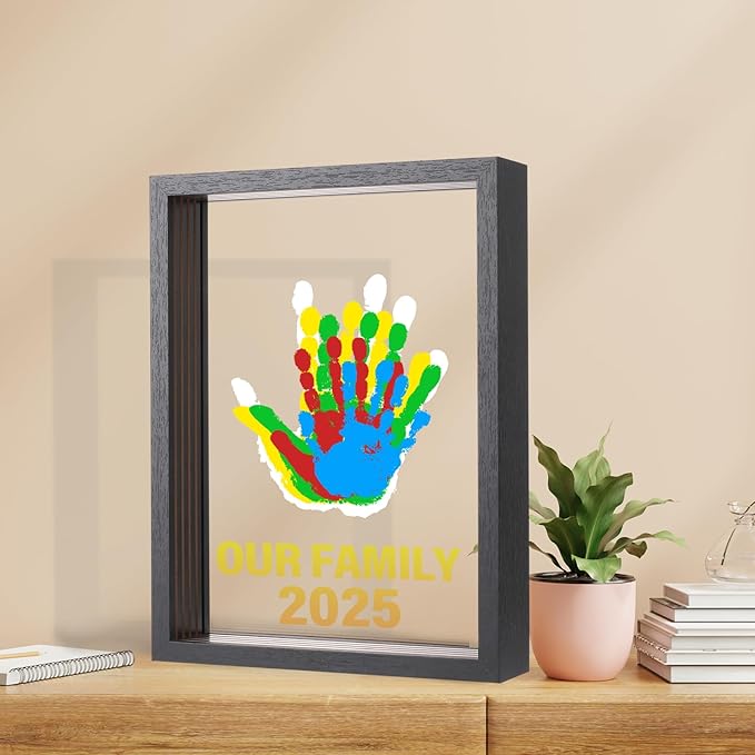 Family Handprint Kit – Baby Handprint & Footprint Keepsake Frame | 5 Non-Toxic Paints | Perfect Gift for New Parents & Families