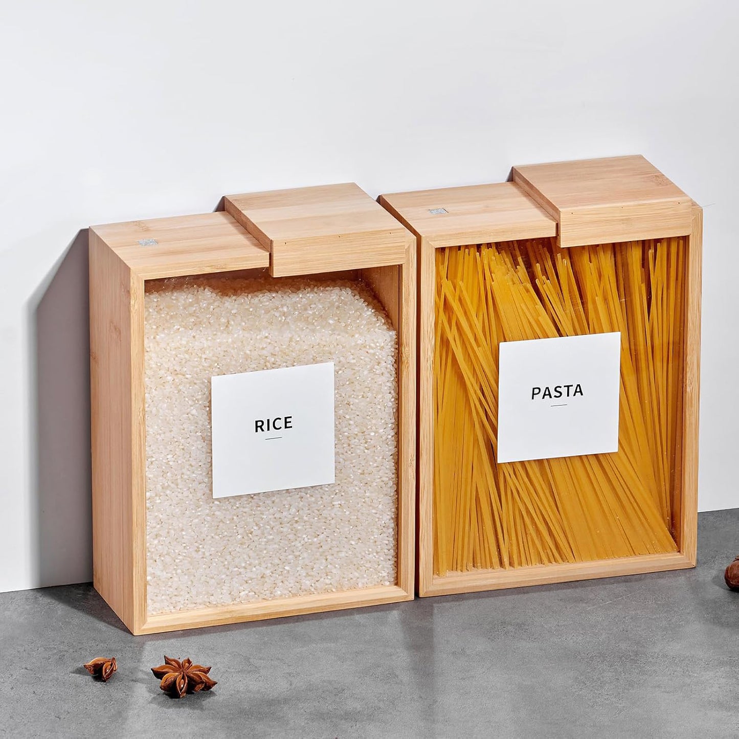 Bamboo Food Storage Container – 75 oz / 2000 ml Transparent Kitchen Canister