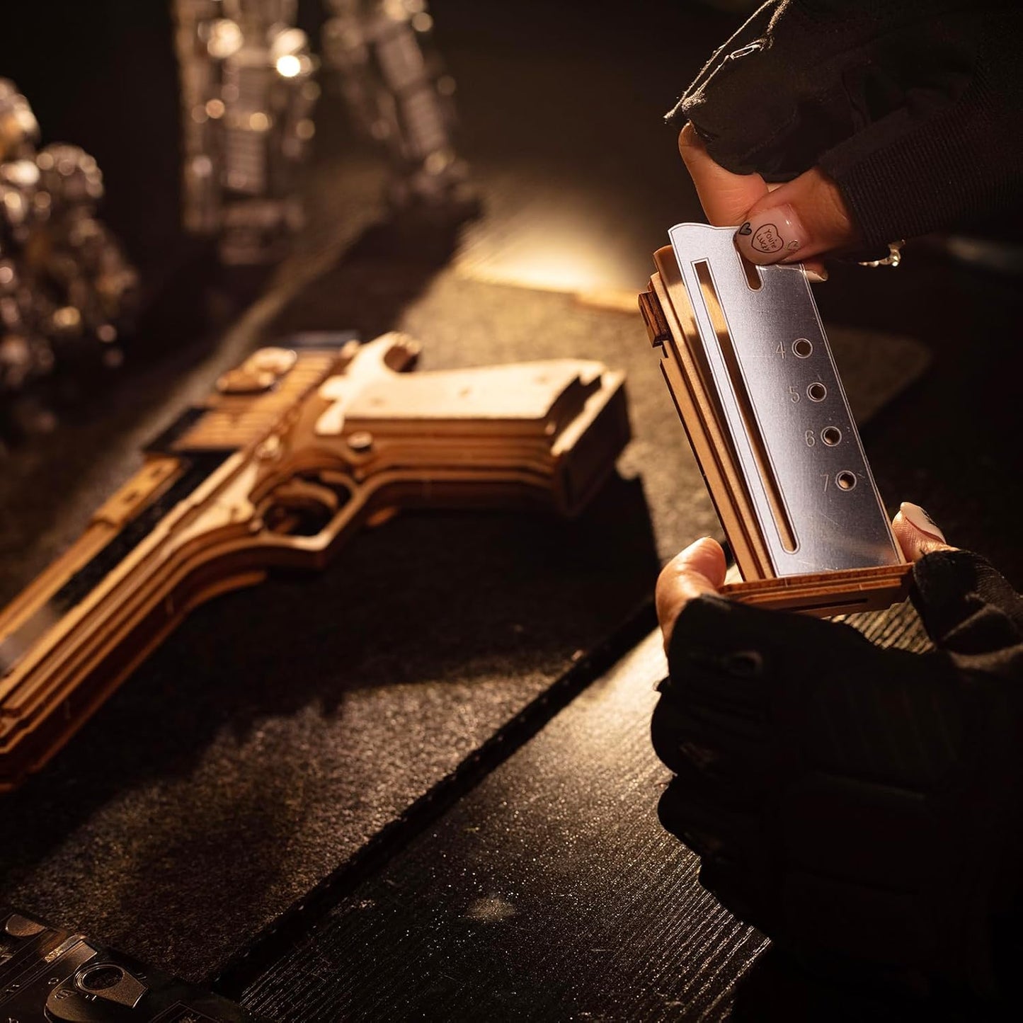 Adult Wooden Puzzle Desert Eagle Rubber Band Gun – 3D Metal & Wooden Model Kit