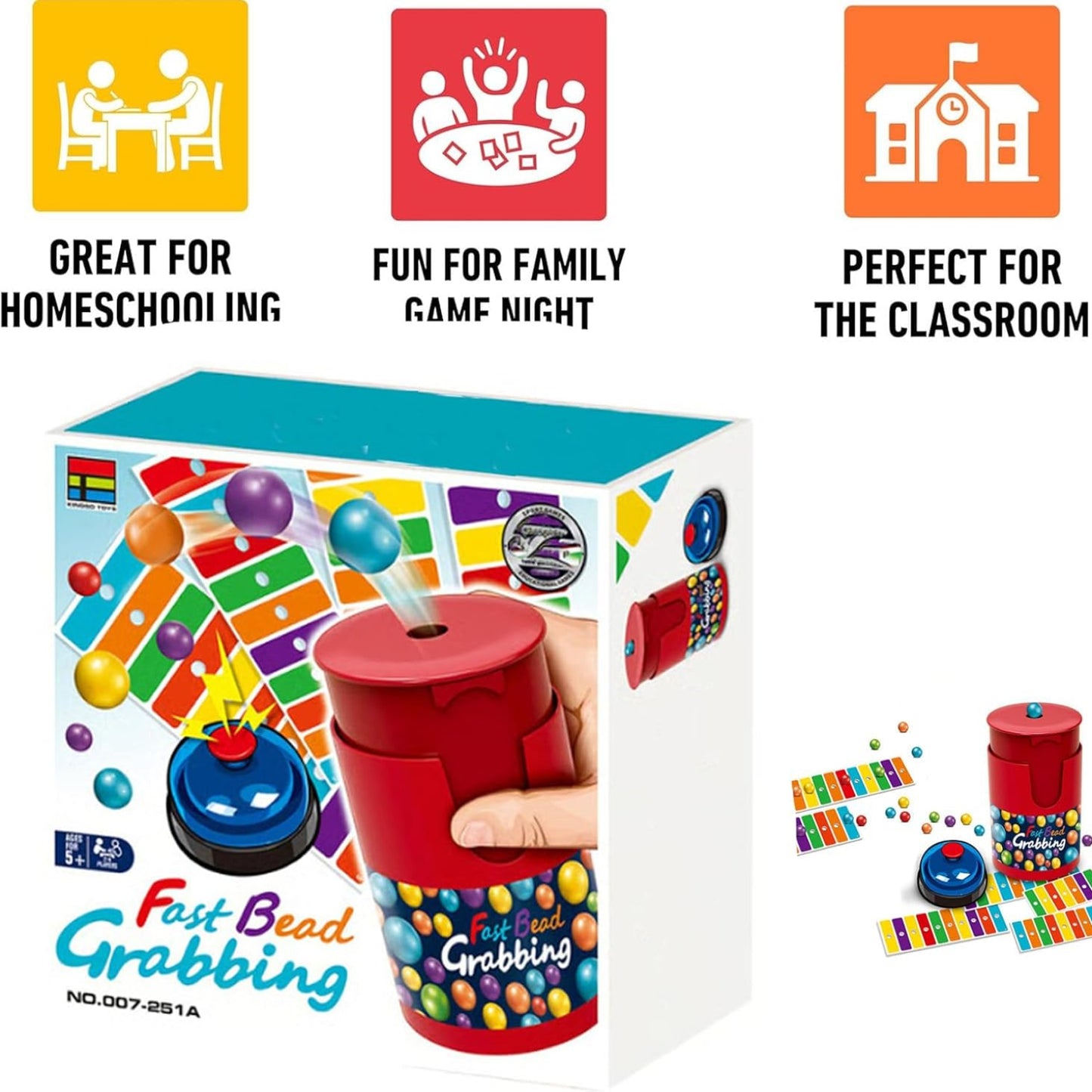 Color Line Bingo Board Game – Fast-Paced Matching Game with Bell for Party & Family Fun