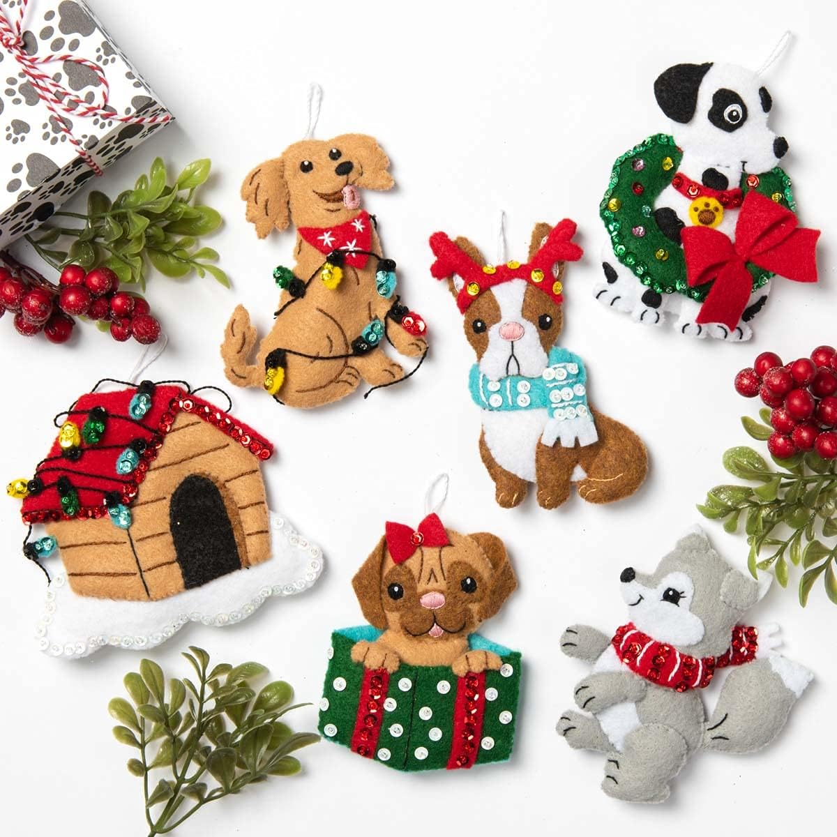 Felt Applique 18" Christmas Dog Stocking Kit – DIY Holiday Craft