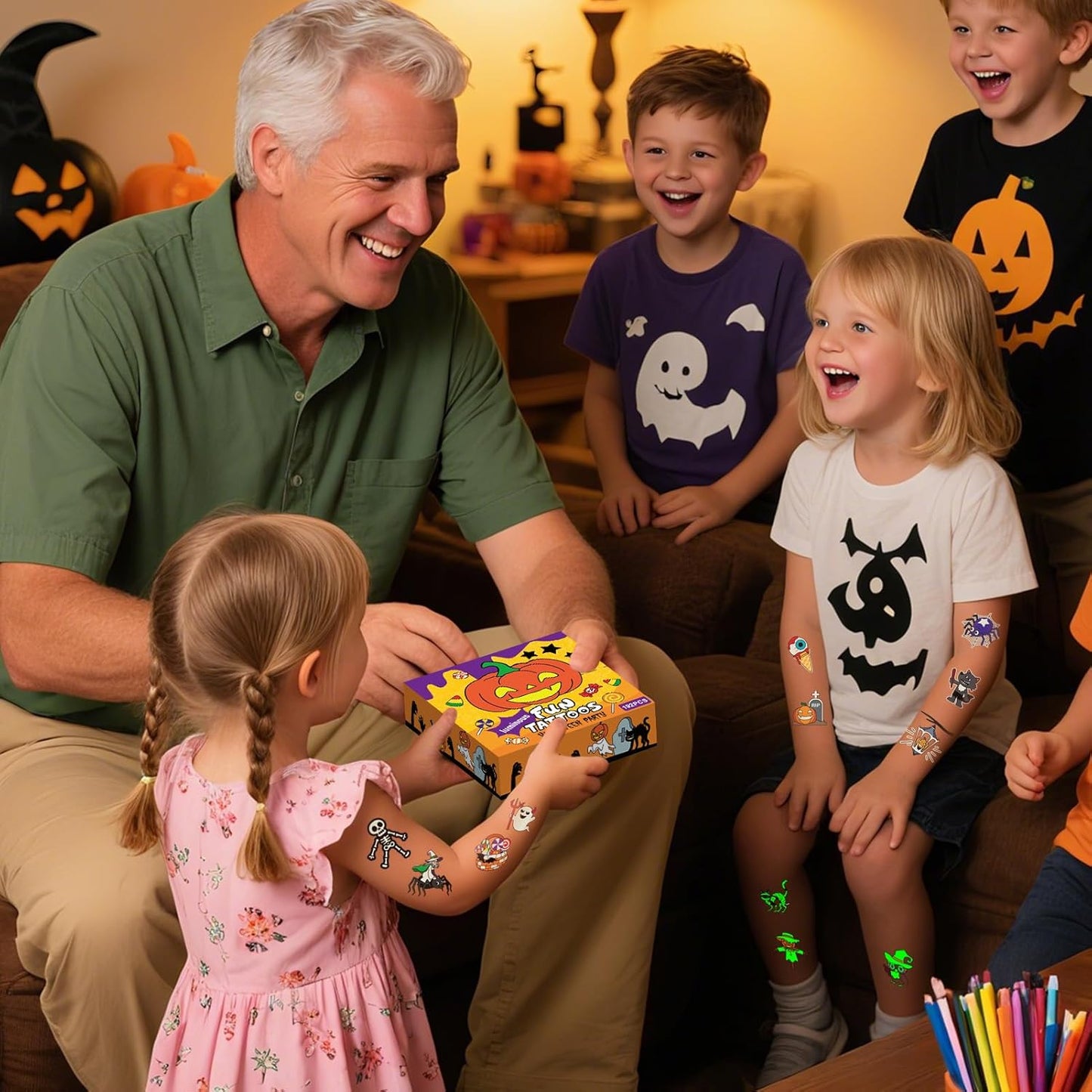 192 PCS Halloween Glow-in-the-Dark Temporary Tattoos for Kids – Party Decorations