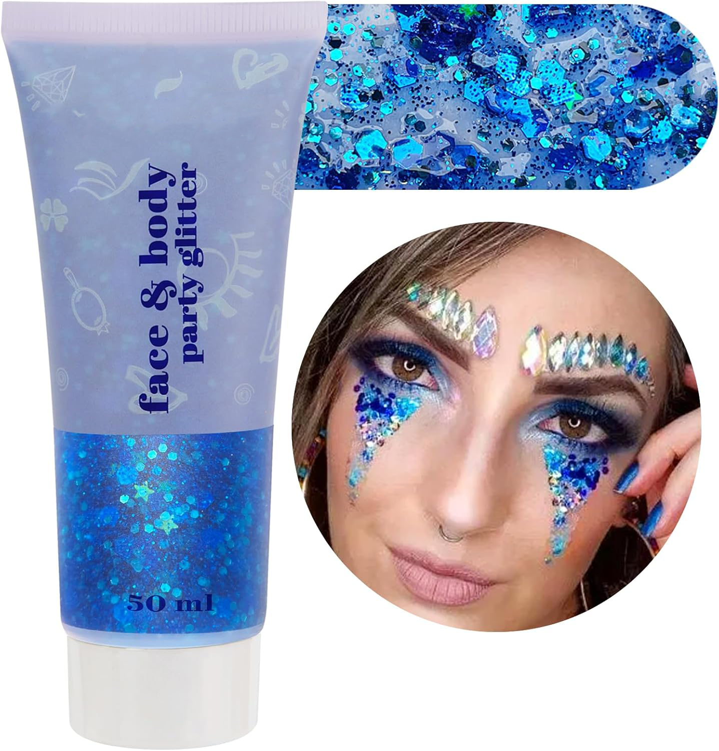 White Body Glitter Gel – Sparkling Festival & Party Accessory