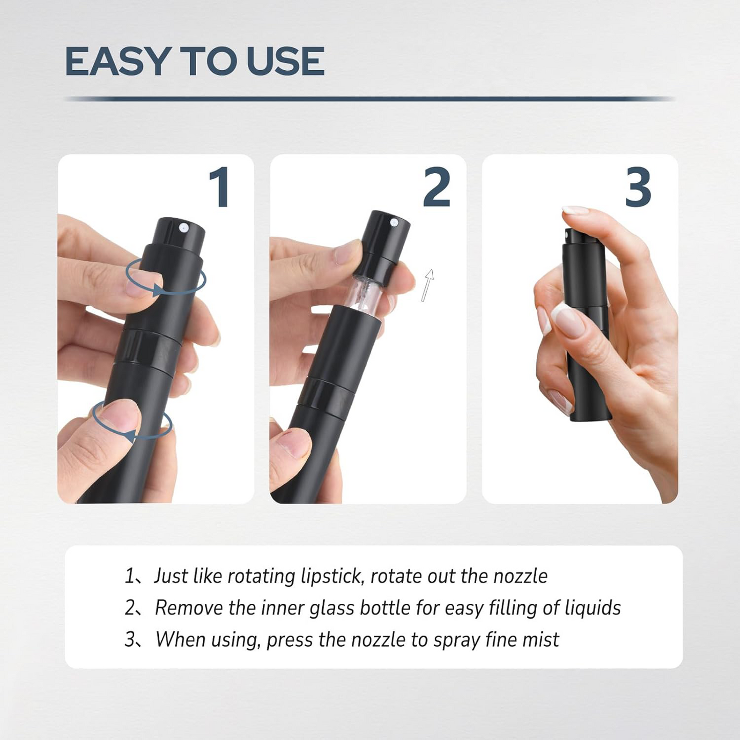 Refillable Travel Perfume Atomizer – Mini Spray Bottle for Cologne & Samples