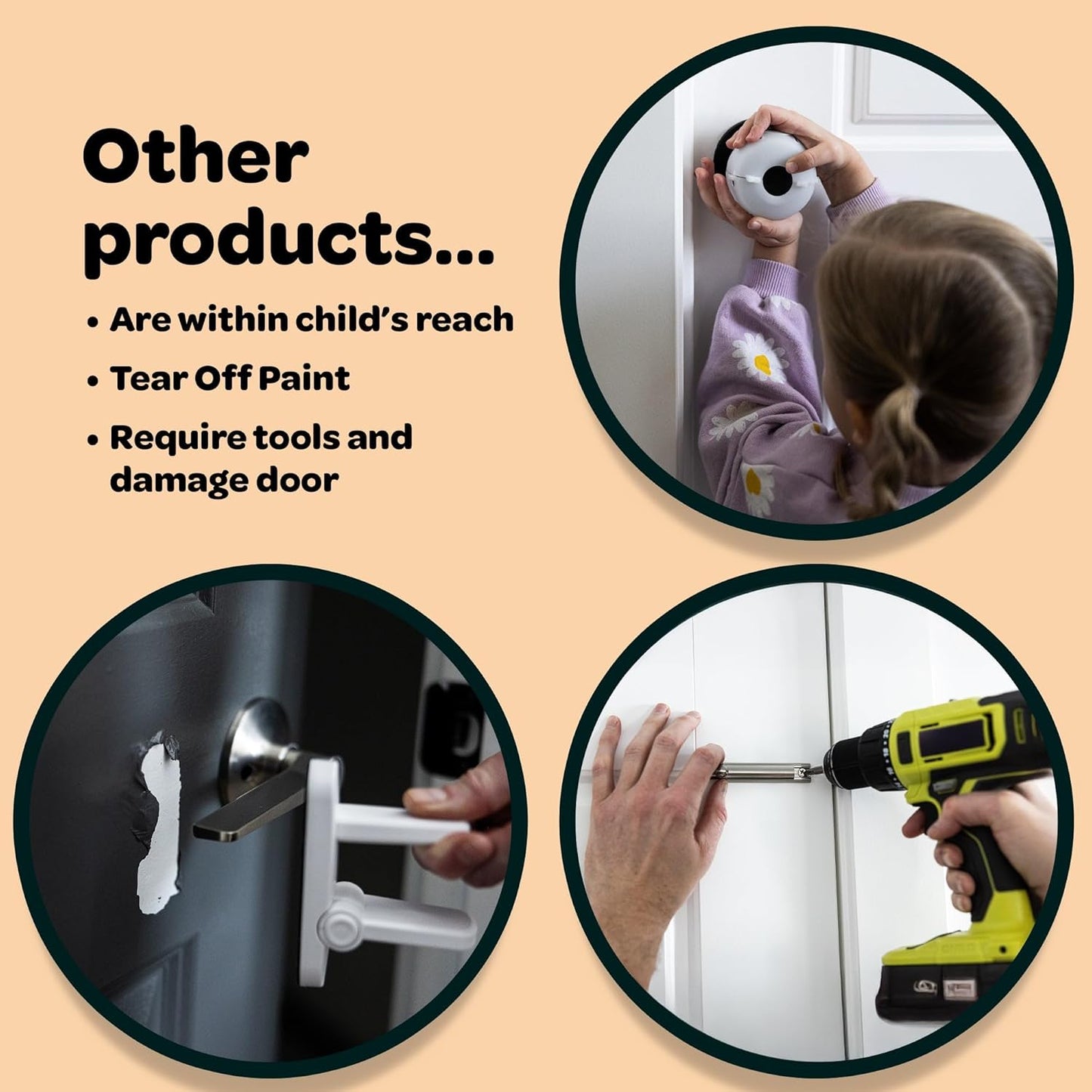 Snap-On Childproof Door Lock – No Tools or Adhesives Needed