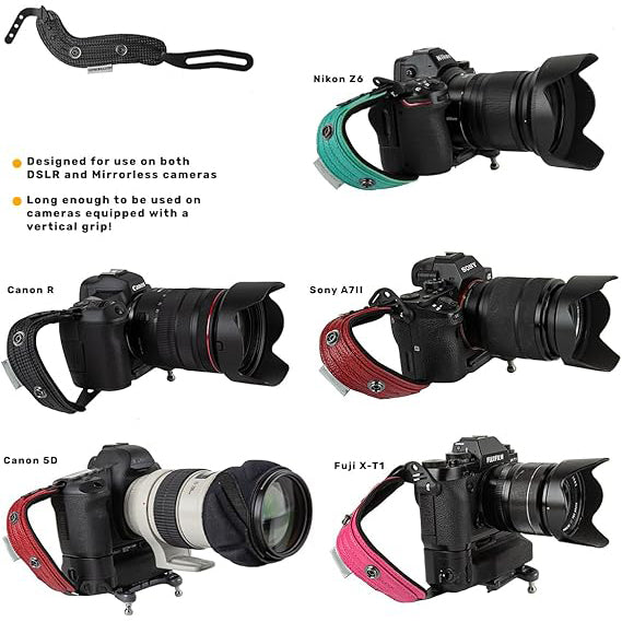 Camera Wrist Strap V2 – With Snap Button and Optional Wrist Strap – Compatible