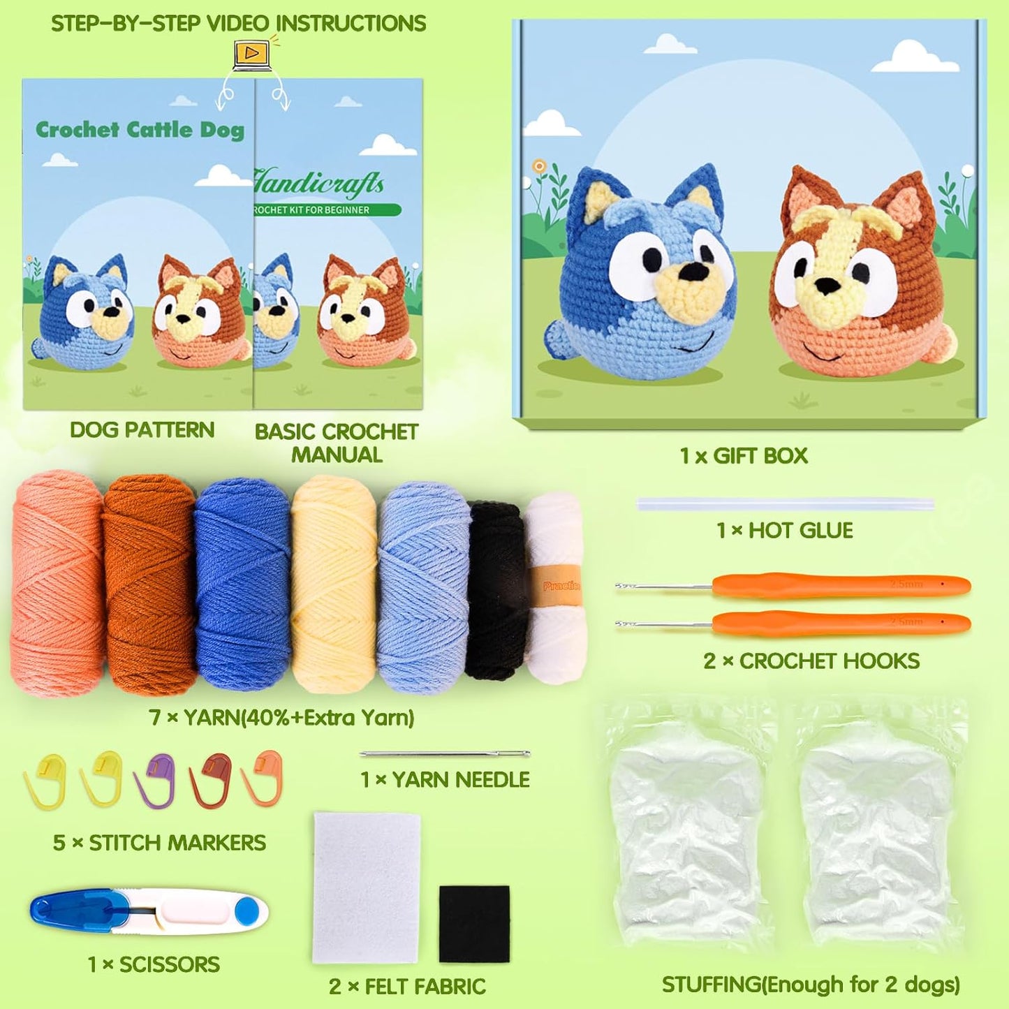 Crochet Animal Kit for Kids – Beginner-Friendly 2-in-1 Set