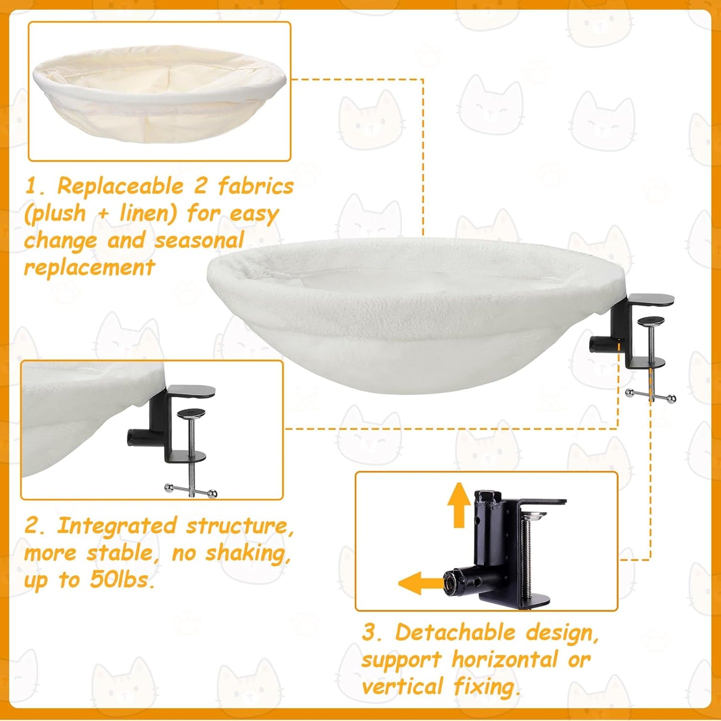 Ergonomic Cat Hammock – Space-Saving Adjustable Bed for Cats & Small Pets