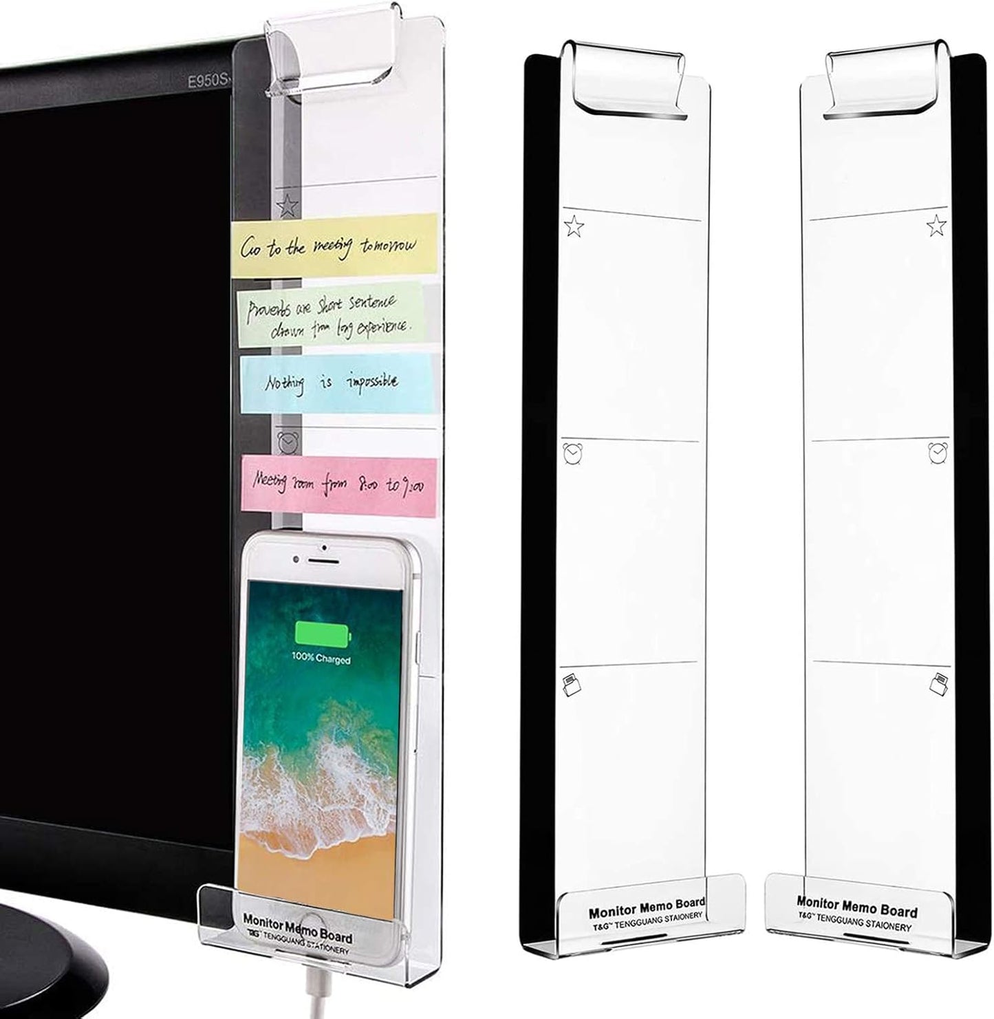 Monitor Memo Board – Transparent Sticky Note Holder(Left + Right Set)