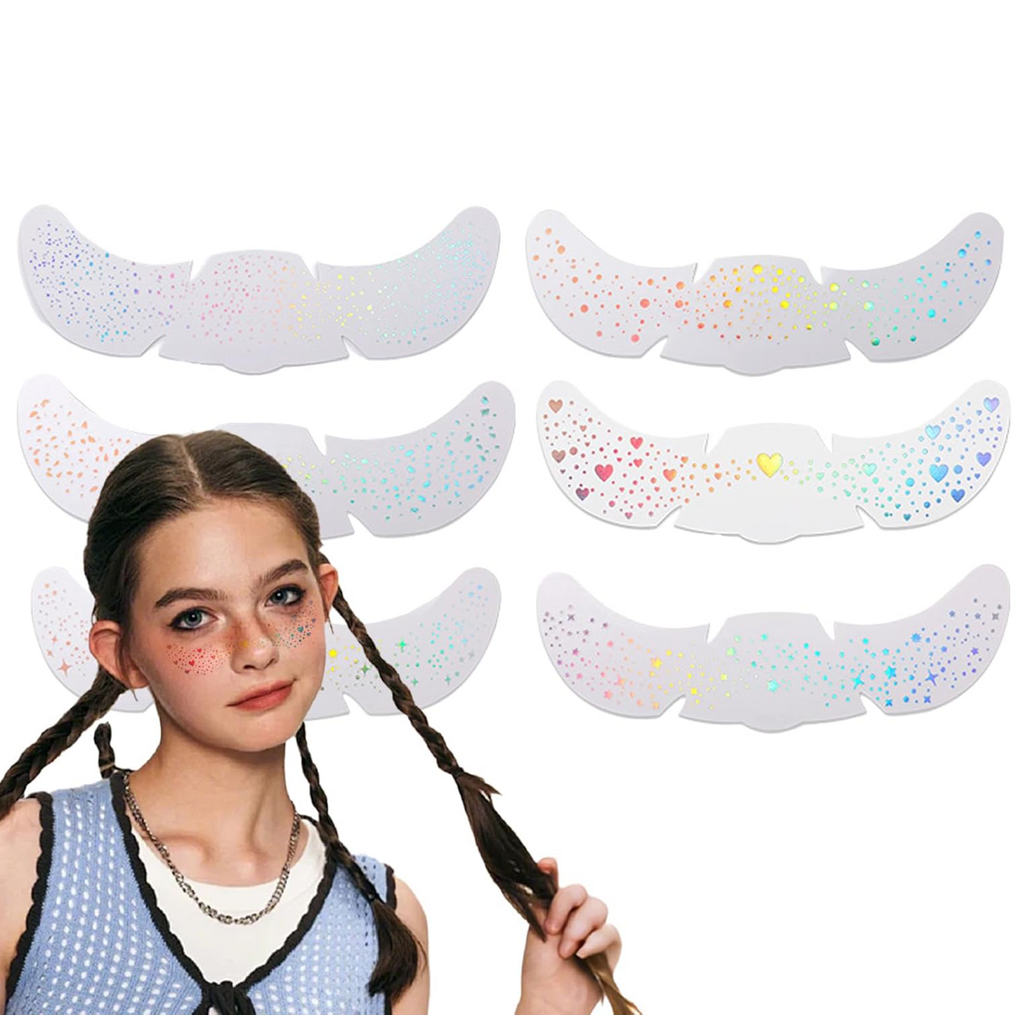 Glitter Freckles Stickers for Kids – 6 Sheets Waterproof Sparkle Patches