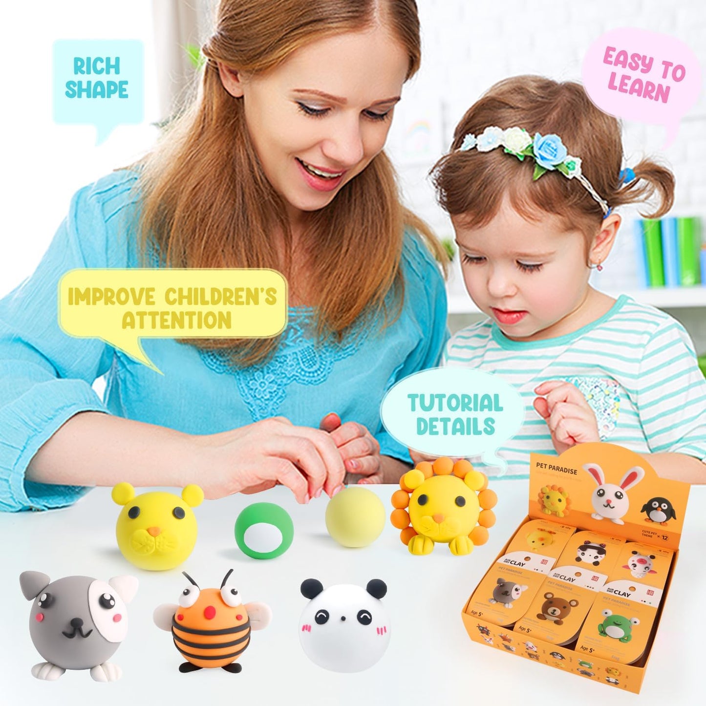 Air Dry Clay Kits – Ultra Light & Soft Modeling Clay with Tools and Tutorials for Kids