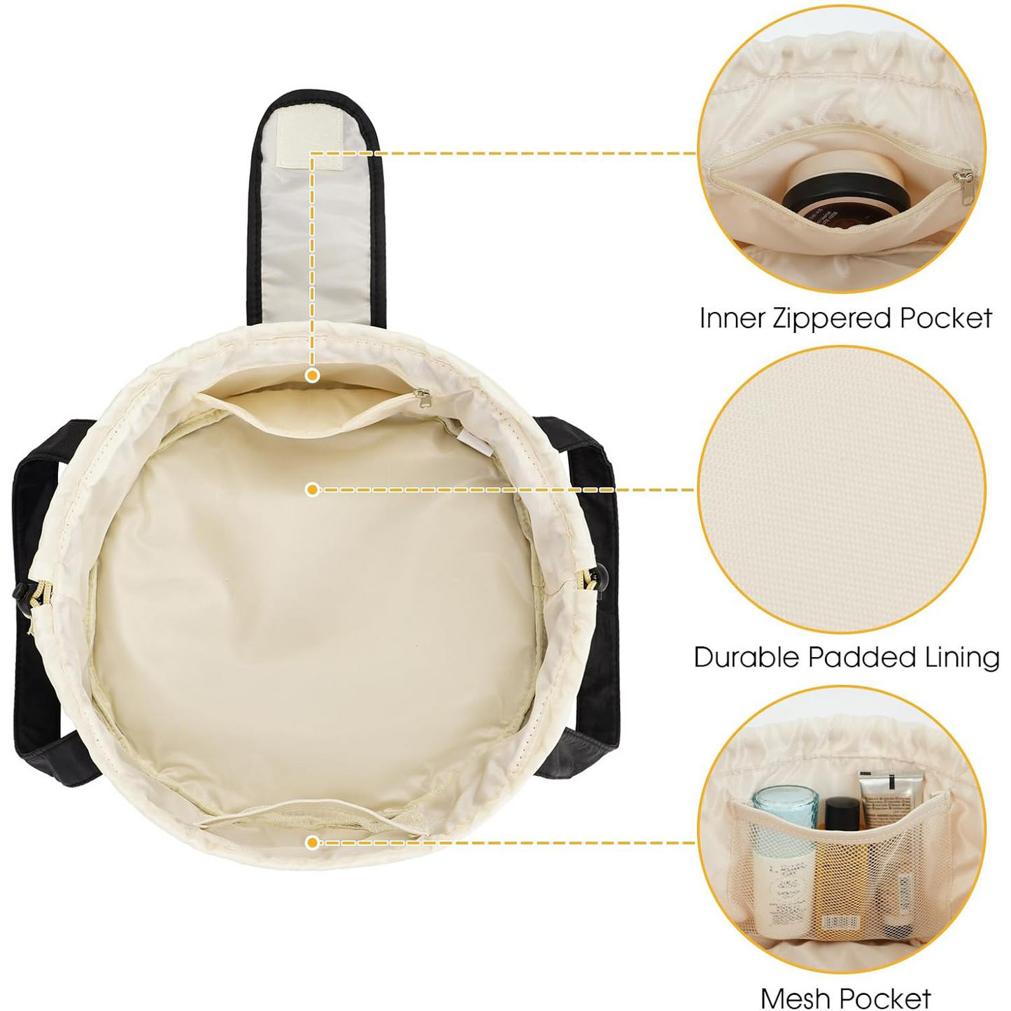 Drawstring Bucket Makeup Bag – Large Capacity Cosmetic Organizer for Toiletries & Travel