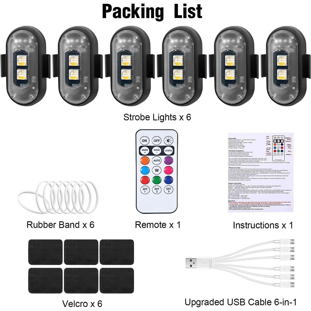 Wireless LED Strobe Lights – 8-Color Rechargeable Warning Lamps