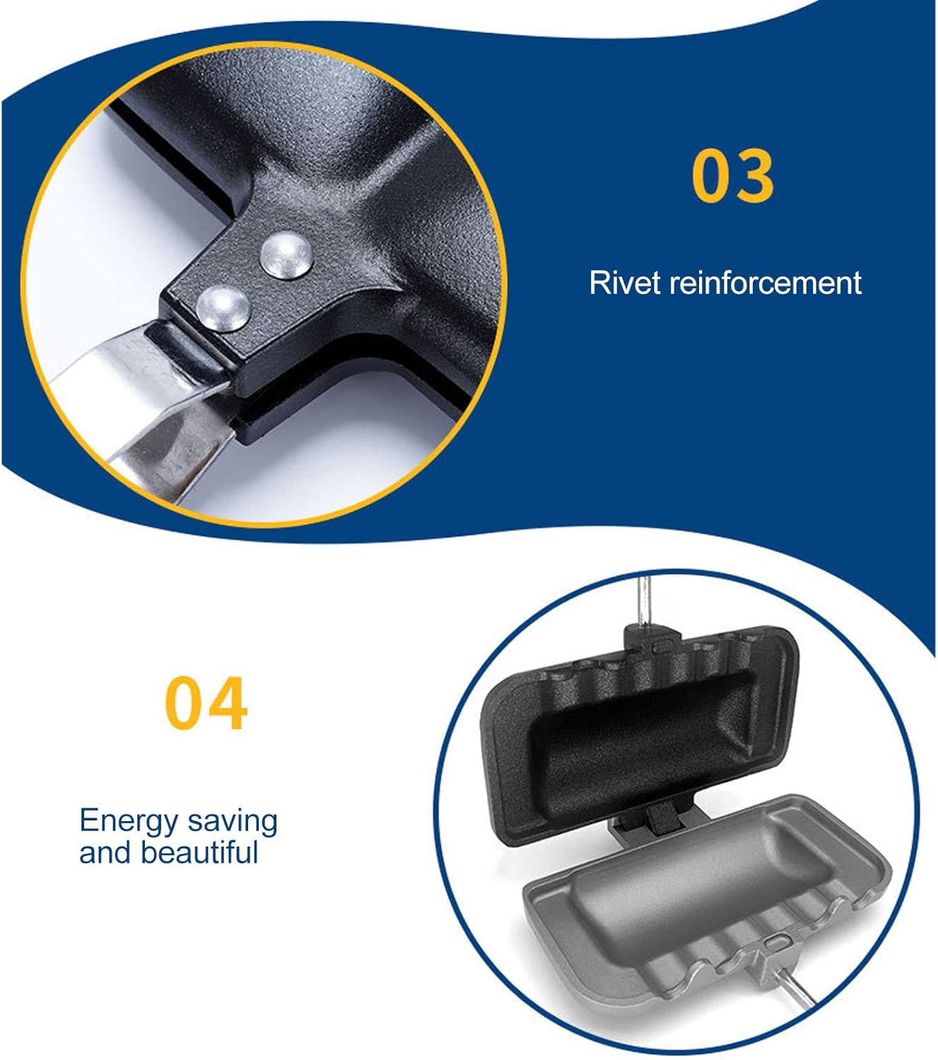 Portable Double-Sided Frying Pan for Eggs & Panini | Detachable Sandwich Grill Flip Pan