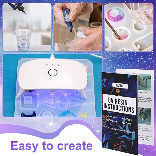 UV Resin Jewelry Making Kit – 300g Crystal Clear Resin with Light and Molds | DIY Jewelry Set for Keychains and Earrings