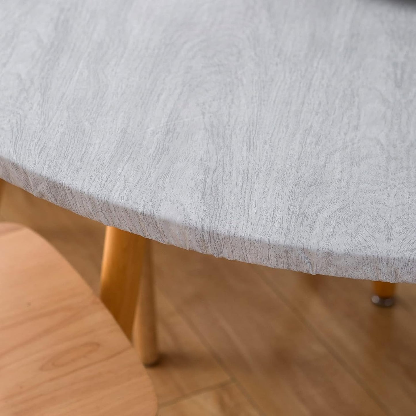 Round Vinyl Tablecloth with Flannel Backing – Elastic Edge | Waterproof & Stain Resistant